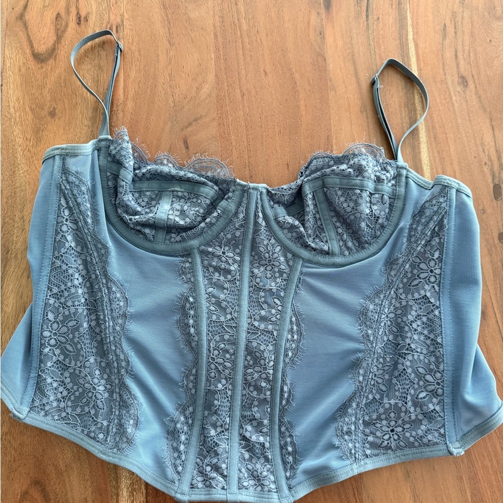 Urban Outfitters Blue Lace Corset Top